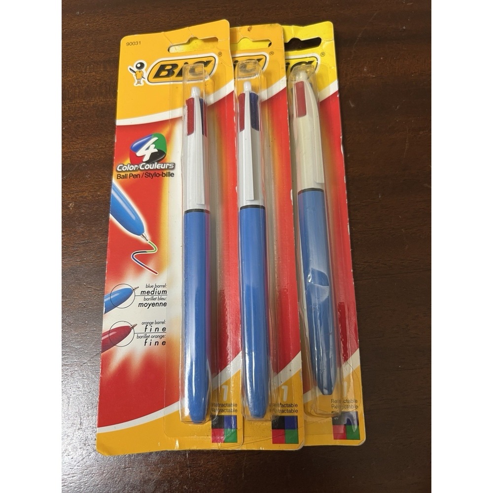 Made In France BIC‎ 4 Color Ball Point Pen Multi Blue Red Green Black Vintage